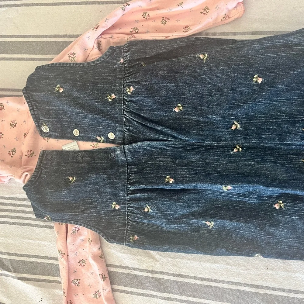 Vintage Y2K Gymboree Toddler Girls Overall Embroidered Set with Turtleneck - Picture 5 of 6